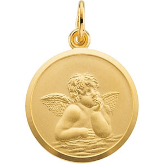 14K Yellow 18 mm Angel Medal