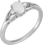 14K White Natural White Opal & .03 CTW Natural Diamond Ring