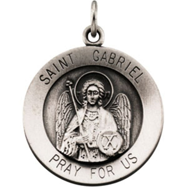 Sterling Silver 18.5 mm St. Gabriel Medal 18" Necklace  