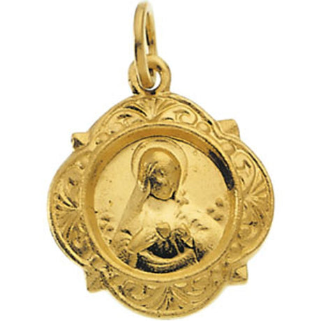 14K Yellow 12 mm Immaculate Heart of Mary Medal