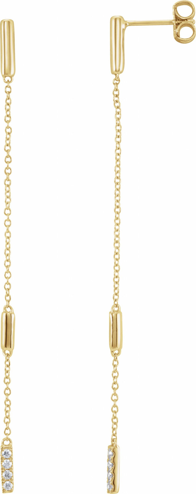 14K Yellow Gold 1/10 CTW Natural Diamond Chain Earrings