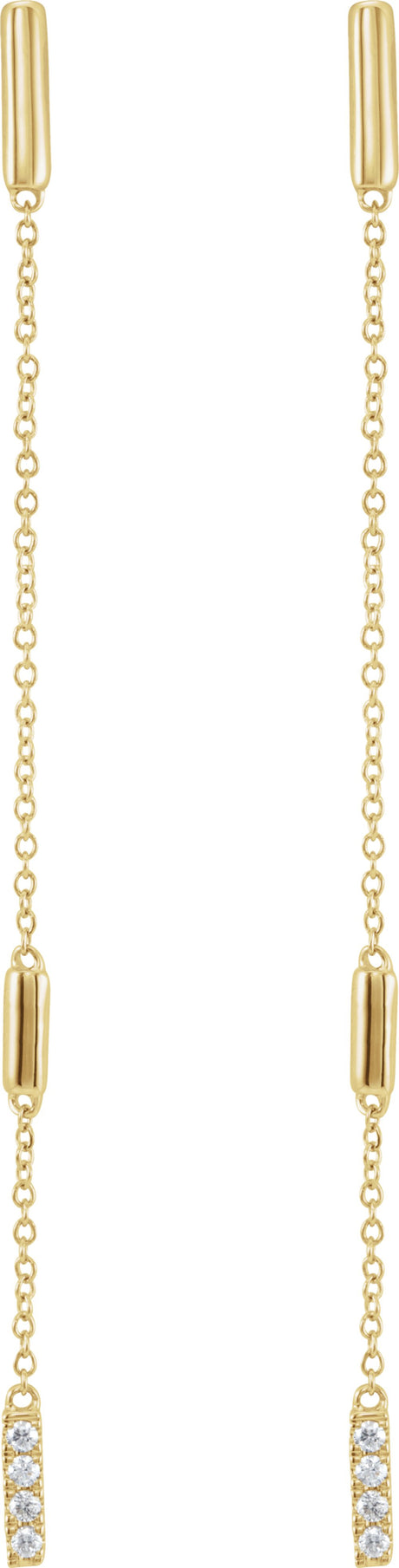 14K Yellow Gold 1/10 CTW Natural Diamond Chain Earrings