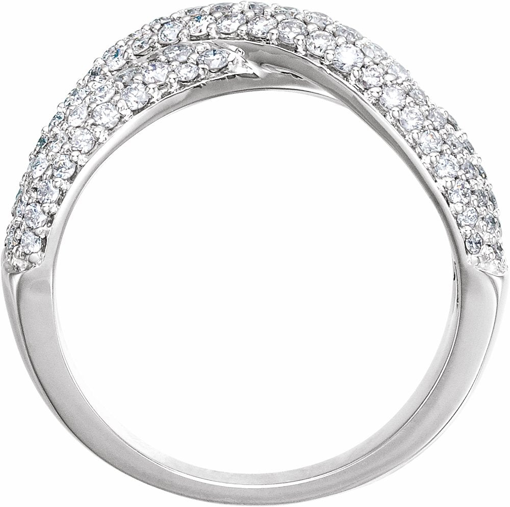 14K White 1 CTW Natural Diamond Criss-Cross Ring