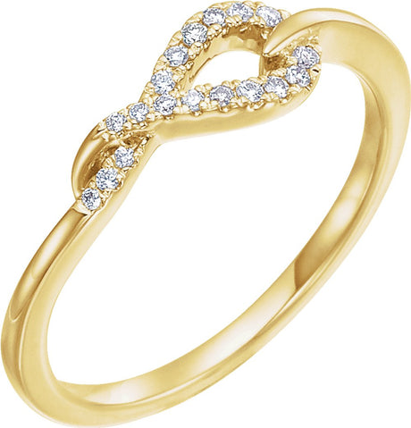 14K Yellow Gold 1/10 CTW Natural Diamond Knot Ring