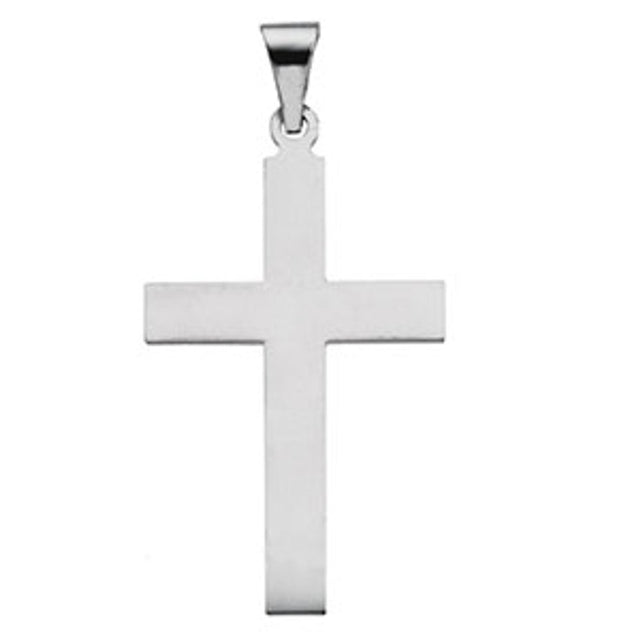 14K White 28 x 18 mm Cross Pendant