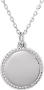 14K White Engravable Round 16-18" Rope Necklace