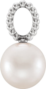 14K White Cultured White Freshwater Pearl Beaded Pendant