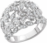 14K White Gold 1/2 CTW Natural Diamond Leaf Ring