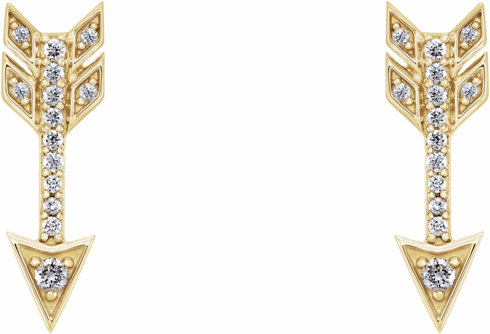 14K Yellow 1/6 CTW Natural Diamond Arrow Earrings