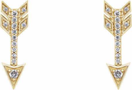 14K Yellow 1/6 CTW Natural Diamond Arrow Earrings