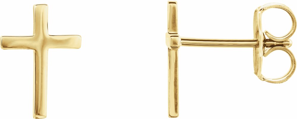 14K Yellow Gold 10 mm Cross Earrings