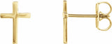 14K Yellow Gold 10 mm Cross Earrings