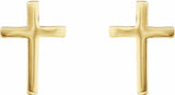 14K Yellow 10 mm Cross Earrings