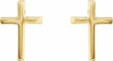14K Yellow Gold 10 mm Cross Earrings