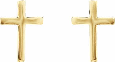 14K Yellow Gold 10 mm Cross Earrings