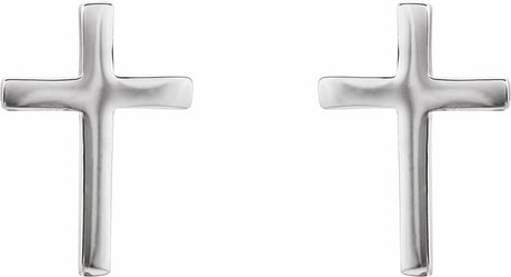 14K White Gold 10 mm Cross Earrings