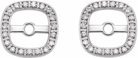 14K White Gold .08 CTW Natural Diamond Halo-Style Earring Jackets
