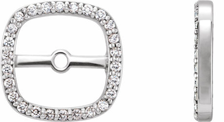 14K White Gold .08 CTW Natural Diamond Halo-Style Earring Jackets