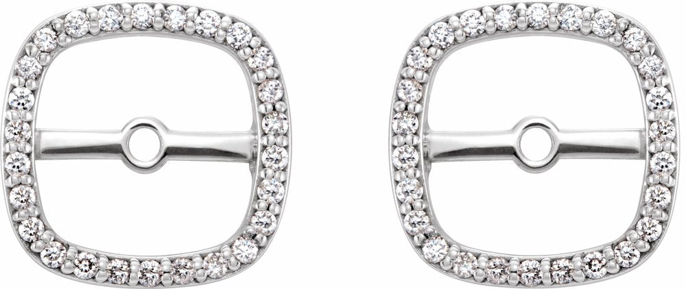 14K White .08 CTW Natural Diamond Halo-Style Earring Jackets