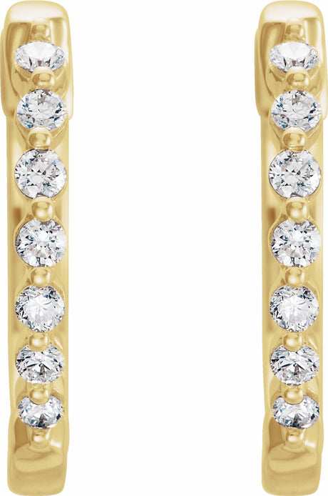 14K Yellow Gold 1/5 CTW Natural Diamond Hinged 15.25 mm Hoop Earrings