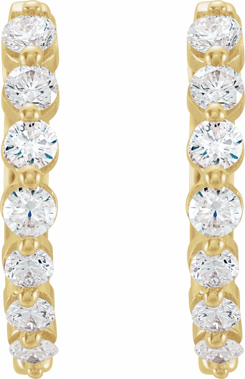 14K Yellow 1 CTW Natural Diamond Hinged 15.25 mm Hoop Earrings