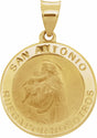 14K Yellow 18 mm Round Hollow Spanish St. Anthony Medal 