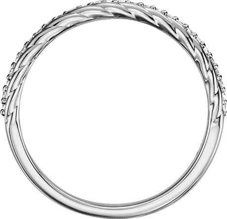 14K White 1/6 CTW Natural Diamond Rope Ring