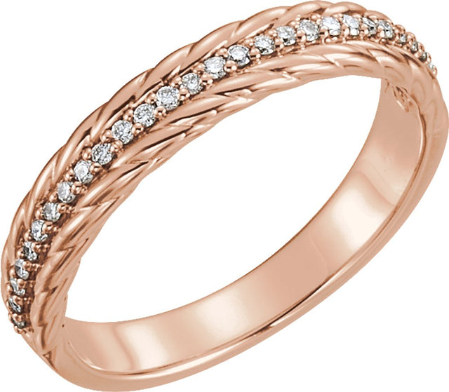 14K Rose 1/6 CTW Natural Diamond Rope Ring