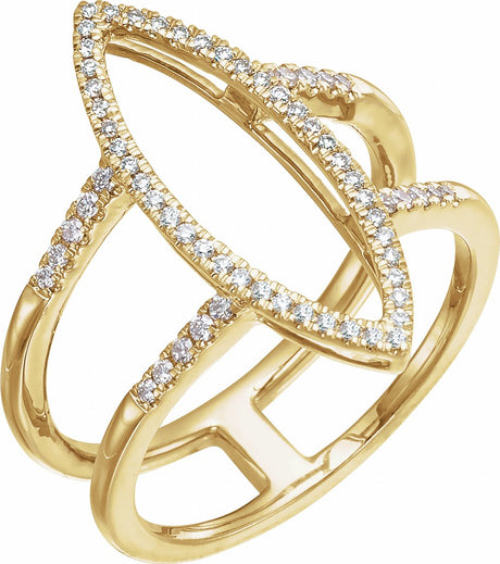 14K Yellow Gold 1/4 CTW Natural Diamond Geometric Ring