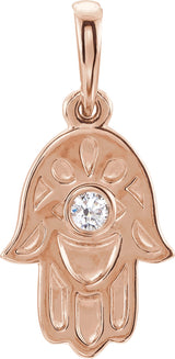 14K Rose .03 CTW Natural Diamond Hamsa Pendant 