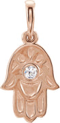 14K Rose Gold .03 CTW Natural Diamond Hamsa Pendant 