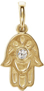 14K Yellow Gold .03 CTW Natural Diamond Hamsa Pendant 