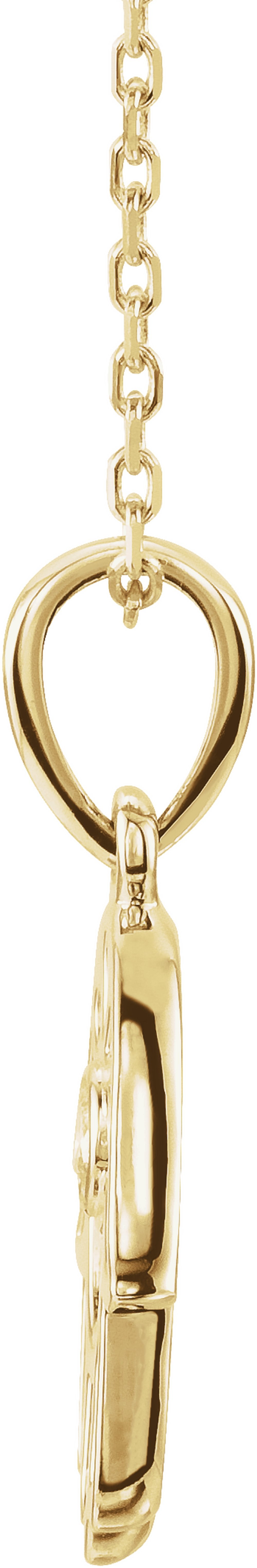 14K Yellow Gold .03 CTW Natural Diamond Hamsa 16-18" Necklace 