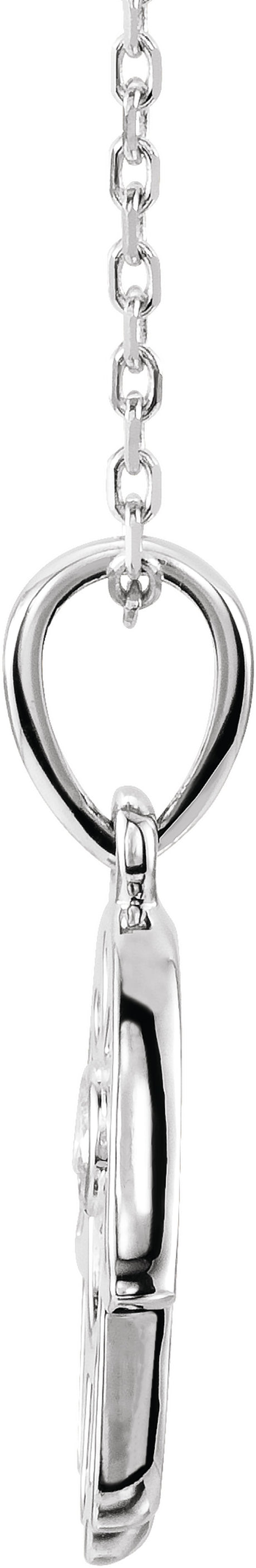 Sterling Silver .03 CTW Diamond Hamsa 16-18" Necklace 