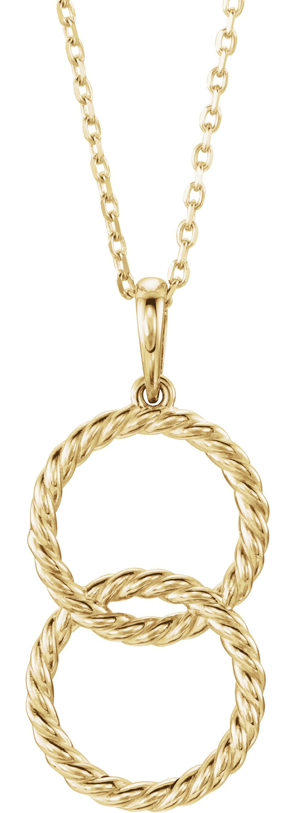 14K Yellow Interlocking Circle 16-18" Necklace