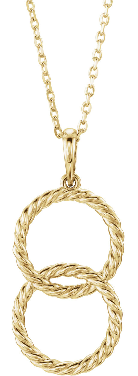 14K Yellow Interlocking Circle 16-18" Necklace