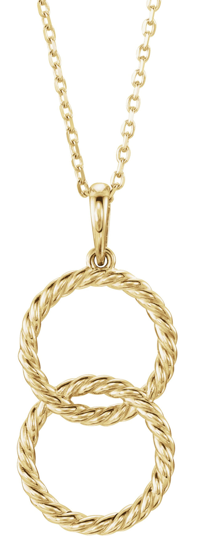 14K Yellow Interlocking Circle 16-18" Necklace