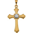 14K Yellow Gold .06 CT Natural Diamond Cross Pendant