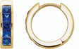 14K Yellow Gold Lab-Grown Blue Sapphire Hoop Earrings 
