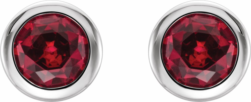 14K White Lab-Grown Ruby Bezel-Set Earrings