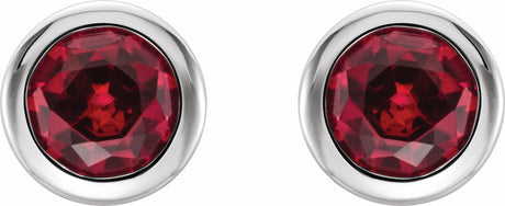 14K White Lab-Grown Ruby Bezel-Set Earrings