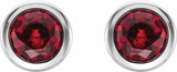 14K White Lab-Grown Ruby Bezel-Set Earrings