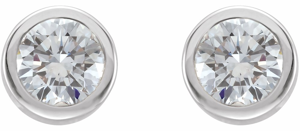 14K White 1/3 CTW Natural Diamond Bezel-Set Earrings