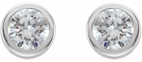 14K White 1/3 CTW Natural Diamond Bezel-Set Earrings