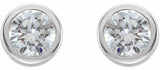 Rhodium-Plated Sterling Silver Imitation White Cubic Zirconia Bezel-Set Earrings