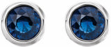 14K White Natural Blue Sapphire Bezel-Set Earrings