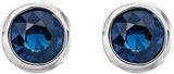 14K White Gold Lab-Grown Blue Sapphire Bezel-Set Earrings