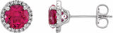 Sterling Silver Lab-Grown Ruby & .01 CTW Natural Diamond Earrings