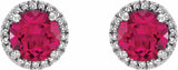 Sterling Silver Lab-Grown Ruby & .01 CTW Natural Diamond Earrings