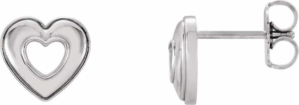 14K White Heart Earrings